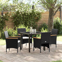 vidaXL Tuin Eettafel Set met kussen 3 pcs Zwart poly rattan