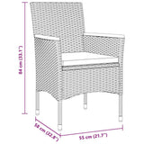 vidaXL Tuin Eettafel Set met kussen 3 pcs Zwart poly rattan