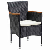 vidaXL Tuin Eettafel Set met kussen 3 pcs Zwart poly rattan