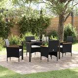 vidaXL Tuin Eettafel Set met kussen 3 pcs Zwart poly rattan