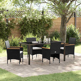 vidaXL Tuin Eettafel Set met kussen 3 pcs Zwart poly rattan