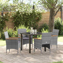 vidaXL Tuin Eettafel Set met kussen 3 pcs Zwart poly rattan