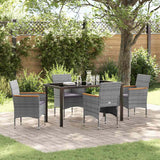 vidaXL Tuin Eettafel Set met kussen 3 pcs Zwart poly rattan
