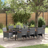 vidaXL Tuin Eettafel Set met kussen 3 pcs Zwart poly rattan