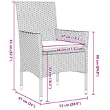 vidaXL Tuin Eettafel Set met kussen 3 pcs Zwart poly rattan