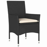 vidaXL Tuin Eettafel Set met kussen 3 pcs Zwart poly rattan