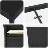 vidaXL Tuin Eettafel Set met kussen 3 pcs Zwart poly rattan
