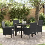vidaXL Tuin Eettafel Set met kussen 3 pcs Zwart poly rattan