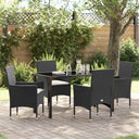 vidaXL Tuin Eettafel Set met kussen 3 pcs Zwart poly rattan