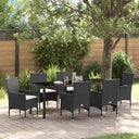vidaXL Tuin Eettafel Set met kussen 3 pcs Zwart poly rattan
