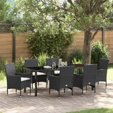 vidaXL Tuin Eettafel Set met kussen 3 pcs Zwart poly rattan