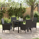 vidaXL Tuin Eettafel Set met kussen 3 pcs Zwart poly rattan