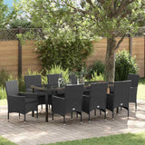 vidaXL Tuin Eettafel Set met kussen 3 pcs Zwart poly rattan