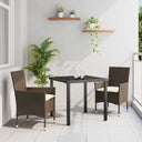 vidaXL Tuin Eettafel Set met kussen 3 pcs Zwart poly rattan