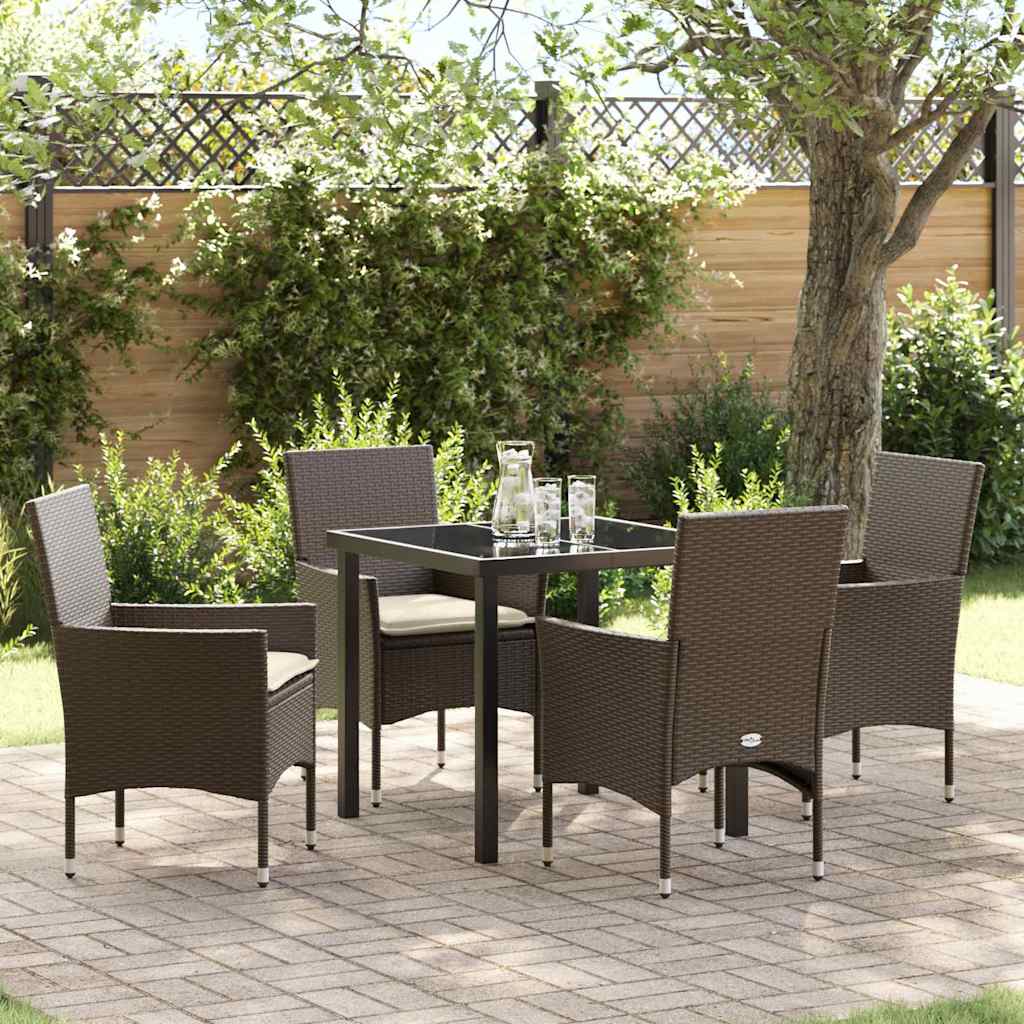 vidaXL Tuin Eettafel Set met kussen 3 pcs Zwart poly rattan