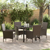vidaXL Tuin Eettafel Set met kussen 3 pcs Zwart poly rattan