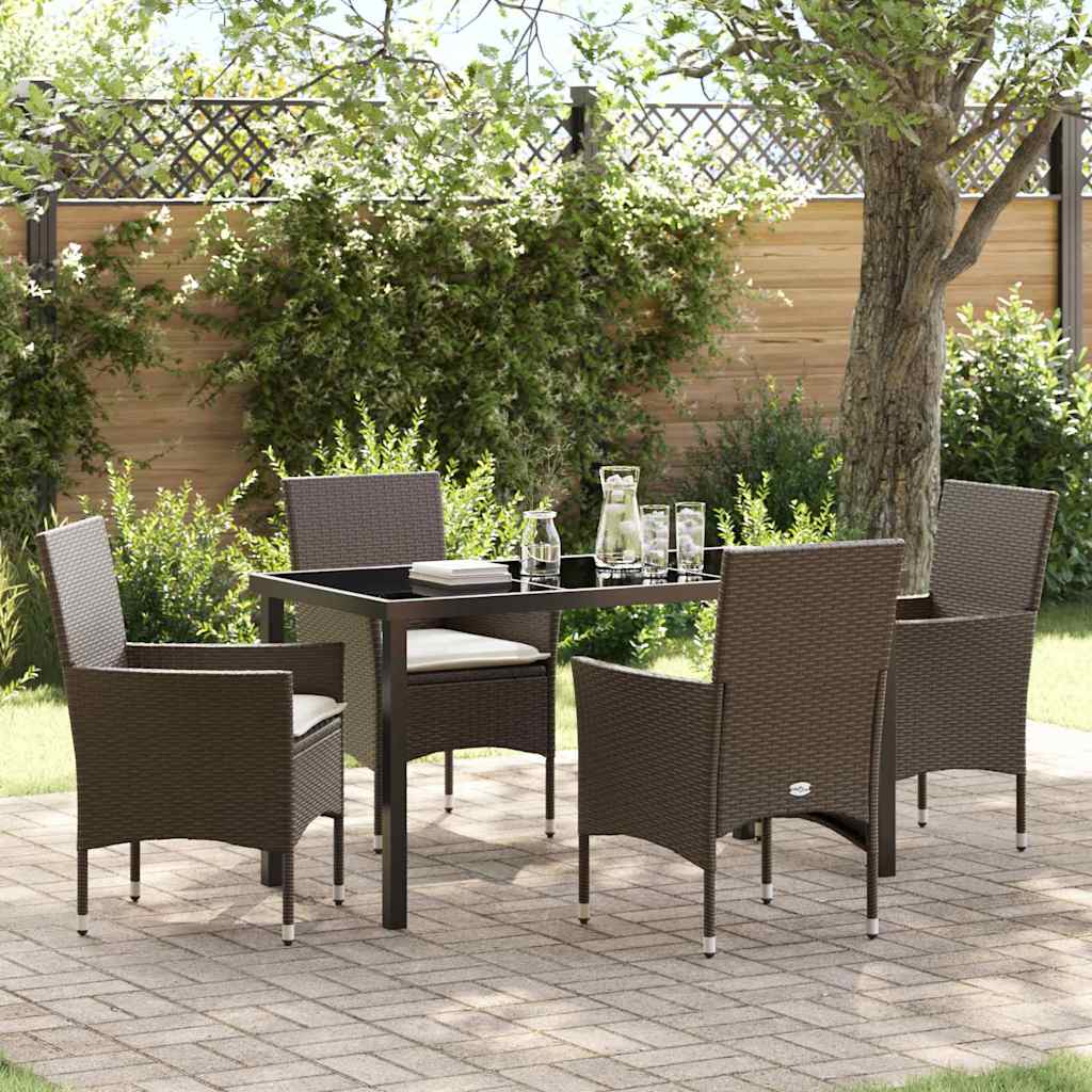 vidaXL Tuin Eettafel Set met kussen 3 pcs Zwart poly rattan