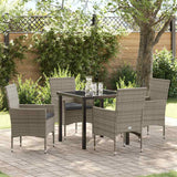 vidaXL Tuin Eettafel Set met kussen 3 pcs Zwart poly rattan