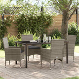 vidaXL Tuin Eettafel Set met kussen 3 pcs Zwart poly rattan