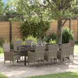 vidaXL Tuin Eettafel Set met kussen 3 pcs Zwart poly rattan