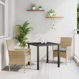 vidaXL Tuin Eettafel Set met kussen 3 pcs Zwart poly rattan