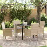 vidaXL Tuin Eettafel Set met kussen 3 pcs Zwart poly rattan