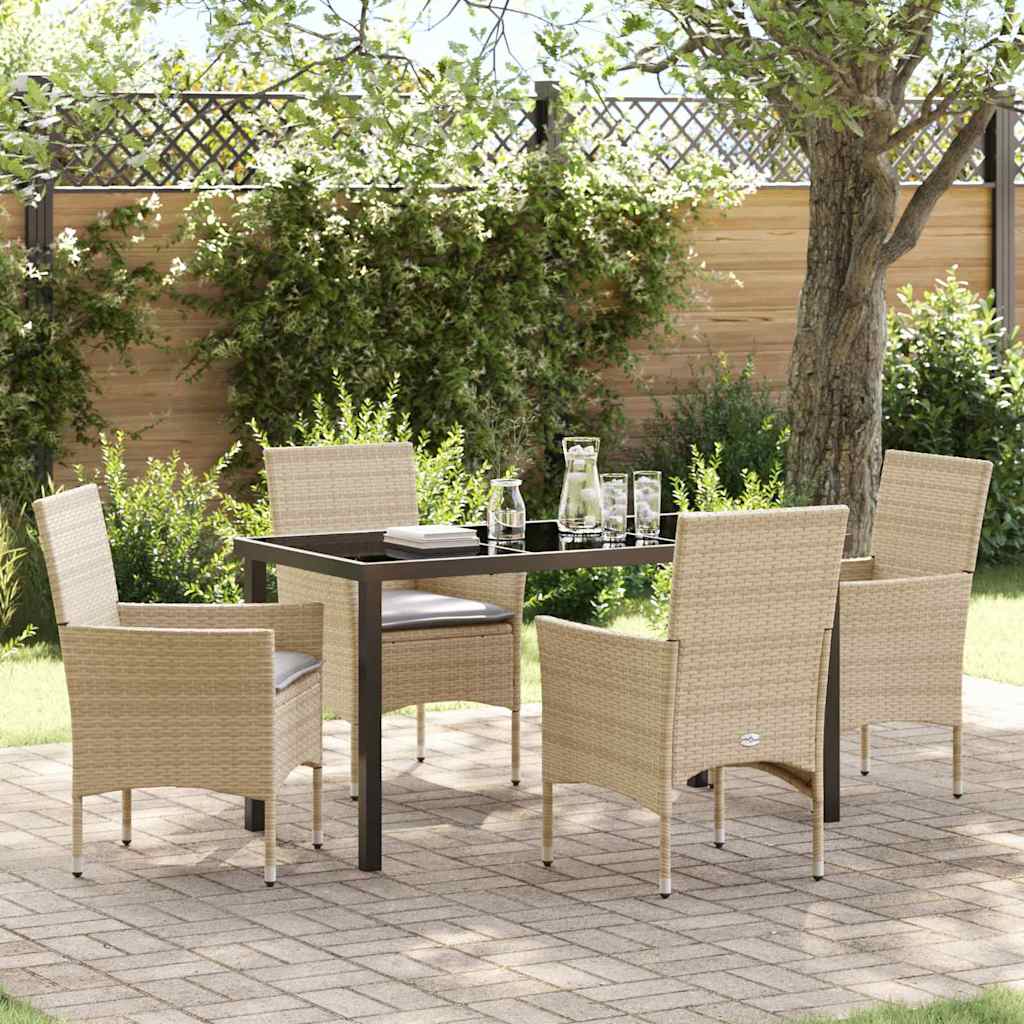 vidaXL Tuin Eettafel Set met kussen 3 pcs Zwart poly rattan