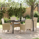 vidaXL Tuin Eettafel Set met kussen 3 pcs Zwart poly rattan