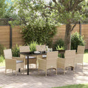 vidaXL Tuin Eettafel Set met kussen 3 pcs Zwart poly rattan
