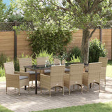 vidaXL Tuin Eettafel Set met kussen 3 pcs Zwart poly rattan