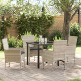 vidaXL Tuin Eettafel Set met kussen 3 pcs Zwart poly rattan