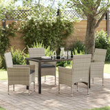vidaXL Tuin Eettafel Set met kussen 3 pcs Zwart poly rattan