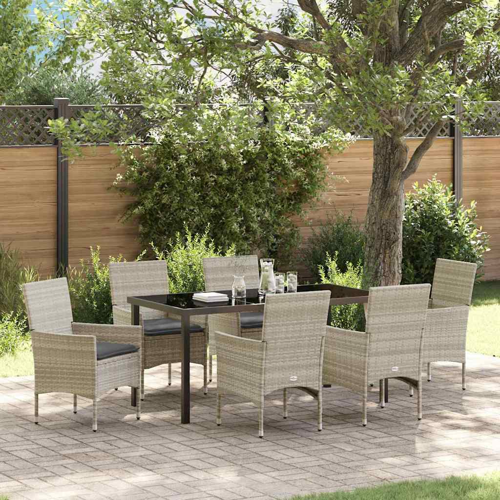vidaXL Tuin Eettafel Set met kussen 3 pcs Zwart poly rattan