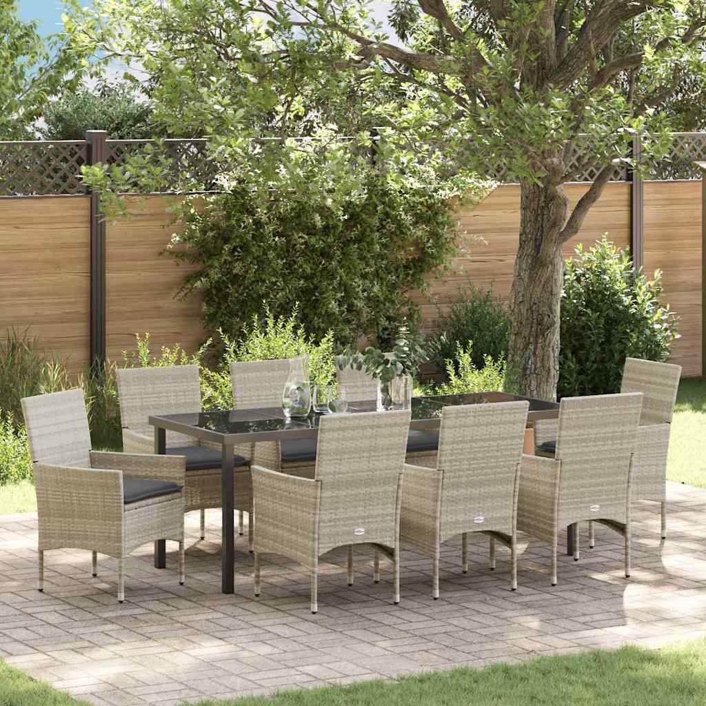 vidaXL Tuin Eettafel Set met kussen 3 pcs Zwart poly rattan