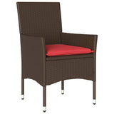 vidaXL Tafel en stoelen set met kussen 3 pcs Bruin PE Riet