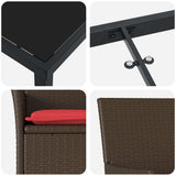 vidaXL Tafel en stoelen set met kussen 3 pcs Bruin PE Riet