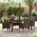 vidaXL Tafel en stoelen set met kussen 3 pcs Bruin PE Riet