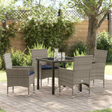 vidaXL Tafel en stoelen set met kussen 3 pcs Bruin PE Riet