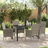 vidaXL Tafel en stoelen set met kussen 3 pcs Bruin PE Riet