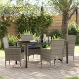 vidaXL Tafel en stoelen set met kussen 3 pcs Bruin PE Riet
