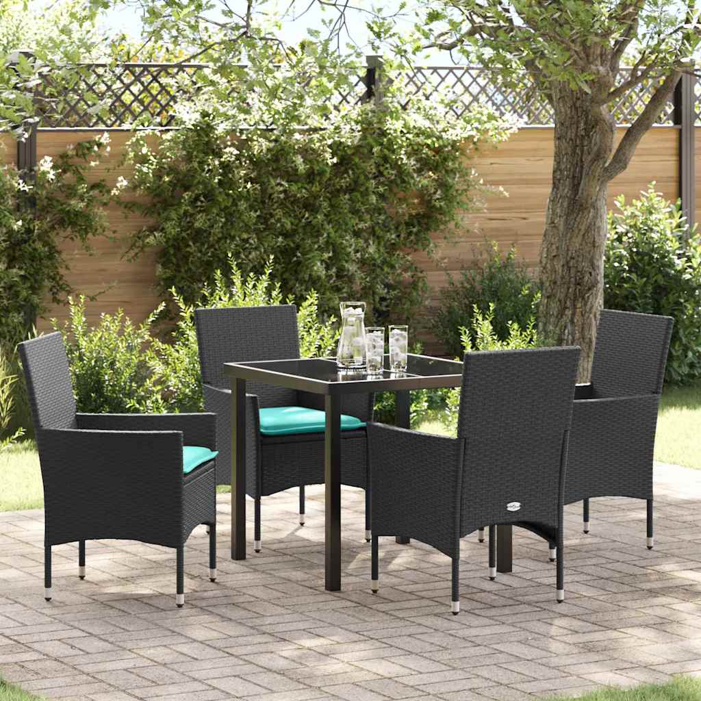 vidaXL Tafel en stoelen set met kussen 3 pcs Bruin PE Riet