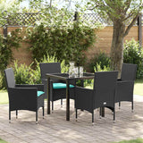 vidaXL Tafel en stoelen set met kussen 3 pcs Bruin PE Riet