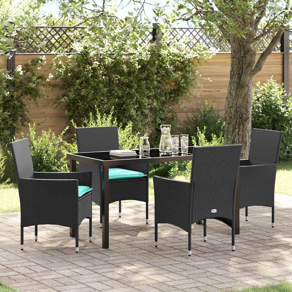 vidaXL Tafel en stoelen set met kussen 3 pcs Bruin PE Riet