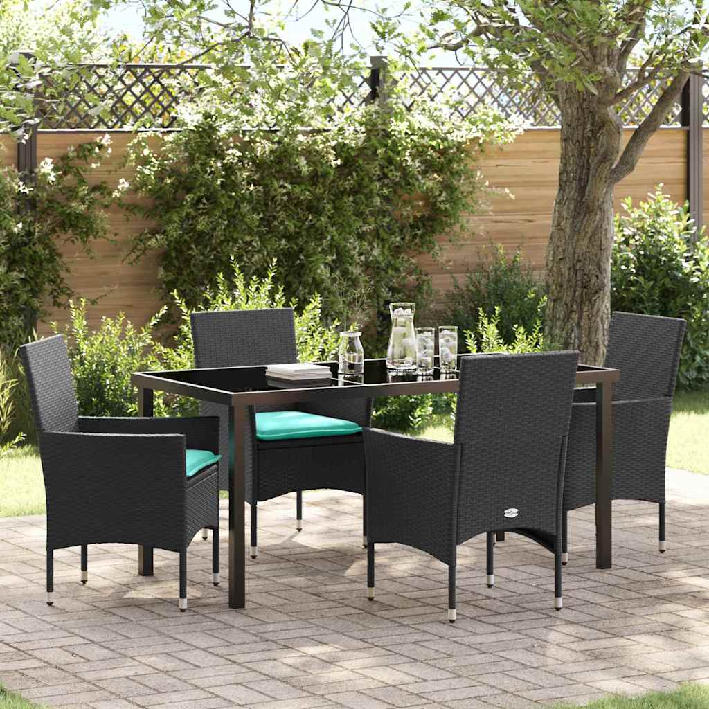 vidaXL Tafel en stoelen set met kussen 3 pcs Bruin PE Riet