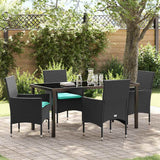 vidaXL Tafel en stoelen set met kussen 3 pcs Bruin PE Riet