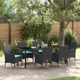vidaXL Tafel en stoelen set met kussen 3 pcs Bruin PE Riet
