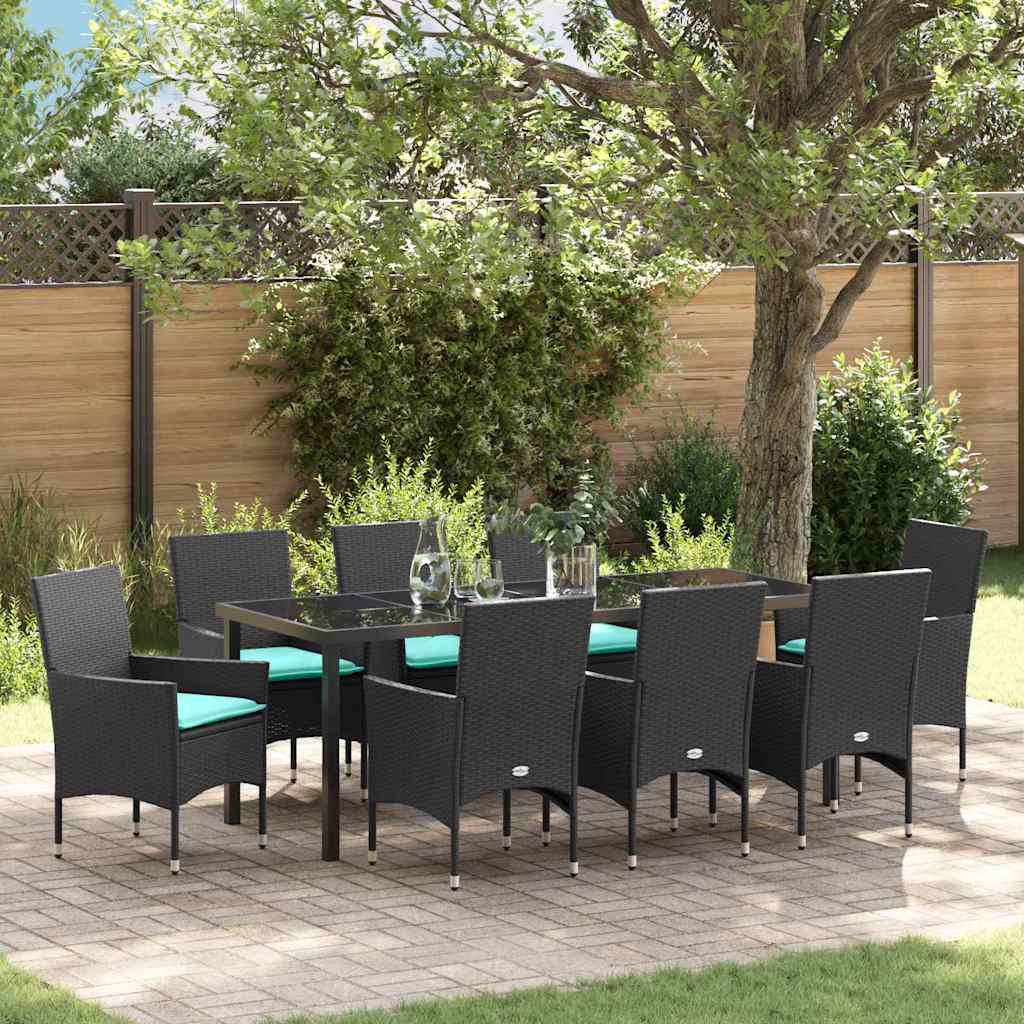 vidaXL Tafel en stoelen set met kussen 3 pcs Bruin PE Riet