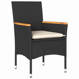 vidaXL Garden Dining Set with cushions 3 pcs Black poly rattan