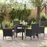 vidaXL Garden Dining Set with cushions 3 pcs Black poly rattan