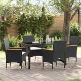 vidaXL Garden Dining Set with cushions 3 pcs Black poly rattan